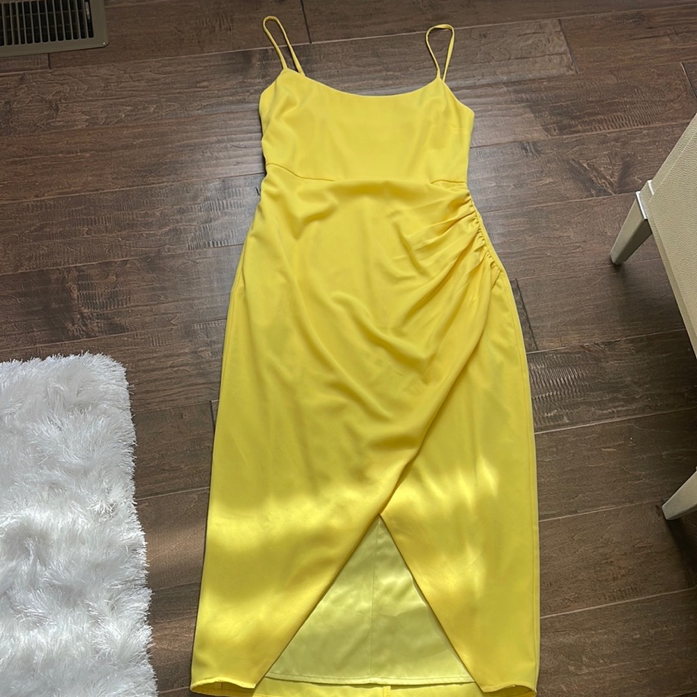 Lovers + Friends yellow midi dress